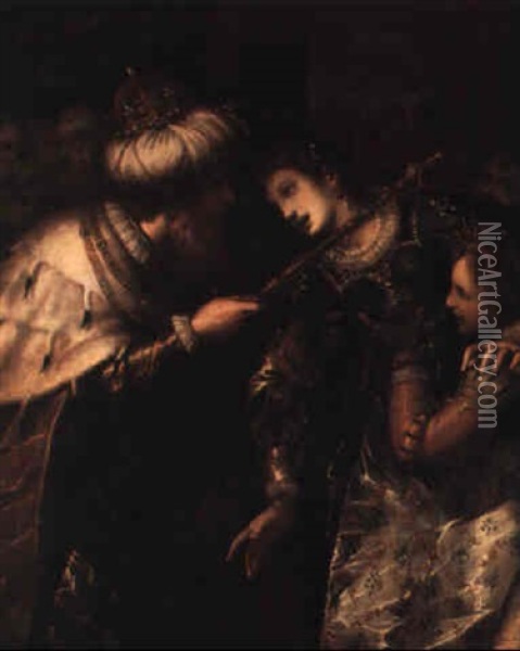 Esther Before Ahasuerus Oil Painting - Giovanni Battista Paggi
