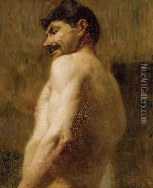 Bust Of A Nude Man Oil Painting - Henri De Toulouse-Lautrec
