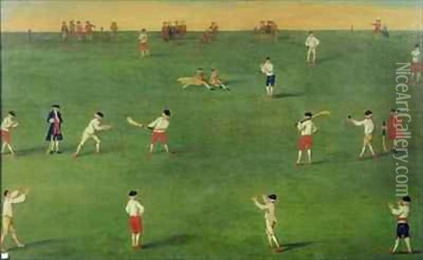 An Exact Representation of the Game of Cricket Oil Painting - Louis-Philippe Boitard