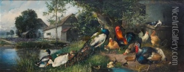 Plumage Oil Painting - Julius Scheuerer