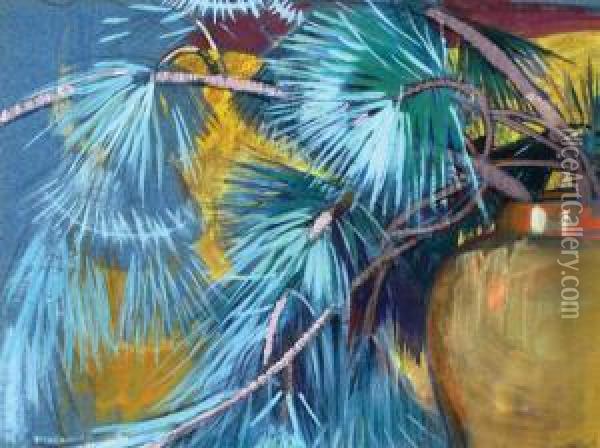Untiled (still Life With Fir Branches) Oil Painting - Mabel A. Royds