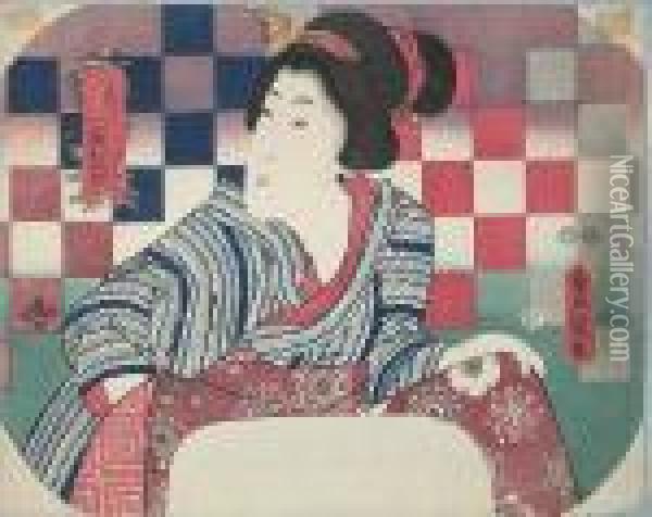 One Uchiwa-e Oil Painting - Kunisada