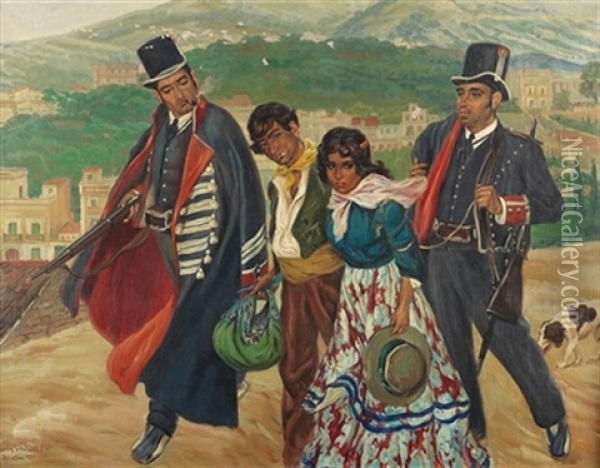 La Detenida Oil Painting - Carlos Vazquez