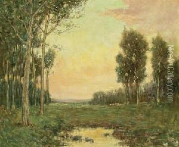 The Meadow Brook Oil Painting - Arthur Hoeber