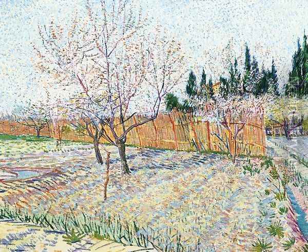 Orchard With Peach Trees In Blossom II Oil Painting - Vincent Van Gogh
