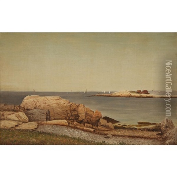 A Rocky Coast Oil Painting - Charles Wilson Knapp