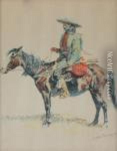 Bearded Mountain Man On Horseback Oil Painting - Frederic Remington