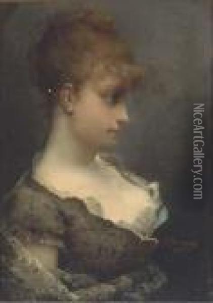A Young Beauty In Contemplation Oil Painting - Gustave Jean Jacquet