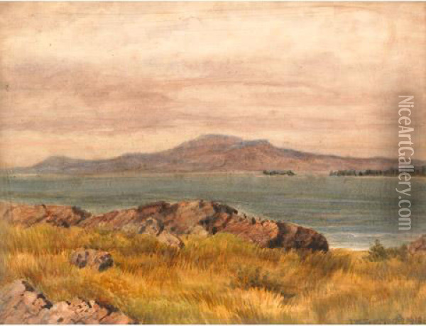 View From San Juan Island To Oak Bay, Victoria Oil Painting - Thomas Mower Martin