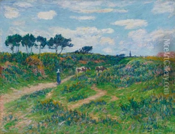 Chemin Dans La Landes, Bretagne Oil Painting - Henry Moret