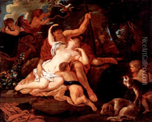 Venus And Adonis Oil Painting - Augustus (Snip) Terwesten