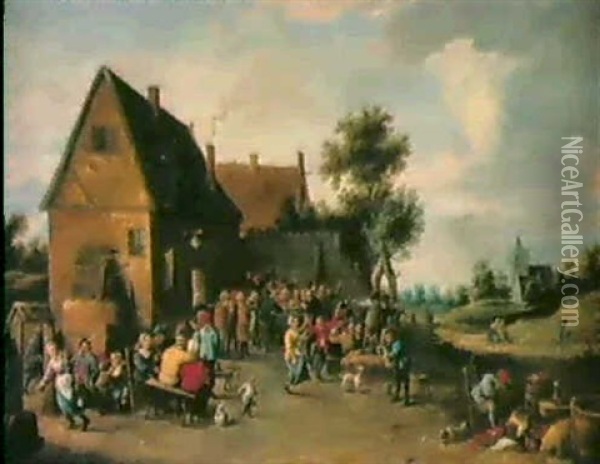 Landliches Fest Vor Einem Wirtshaus Oil Painting - Thomas Van Apshoven