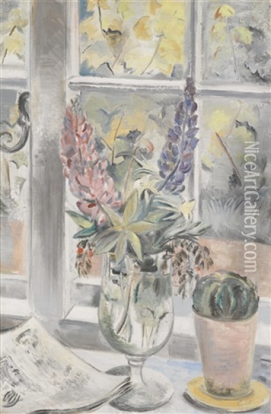 Lupins And Cactus Oil Painting - Paul Nash