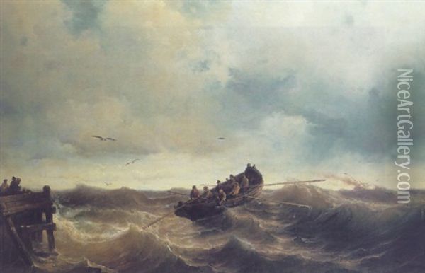 Rescue On The Way Oil Painting - Johan Hendrik Meyer