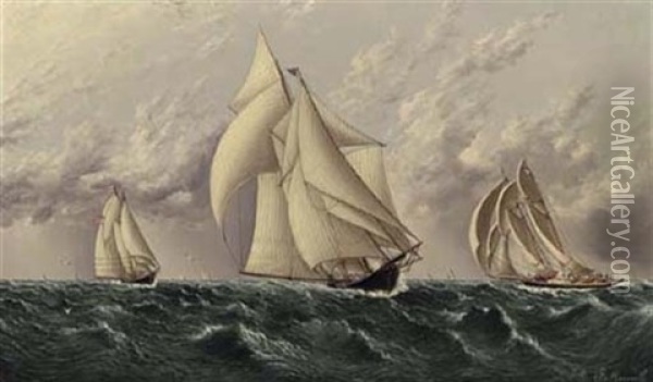 Yachts Racing Oil Painting - James Edward Buttersworth