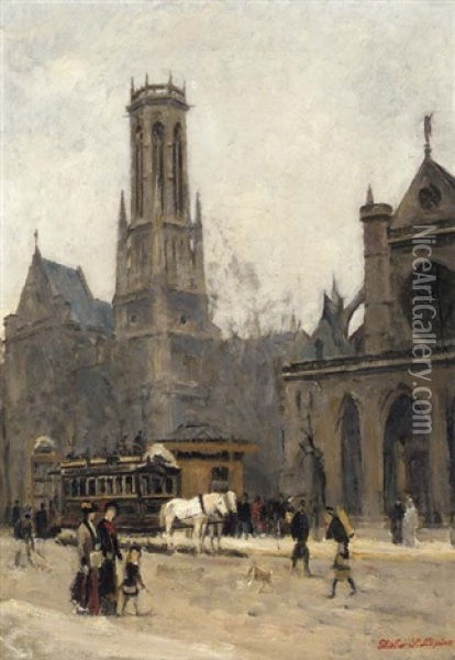 La Place Saint-germain L'auxerrois Oil Painting - Stanislas Lepine