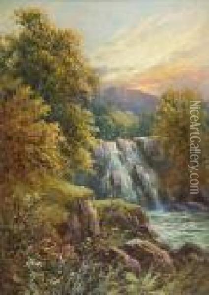 Walijski Wodospad Oil Painting - Alfred de Breanski