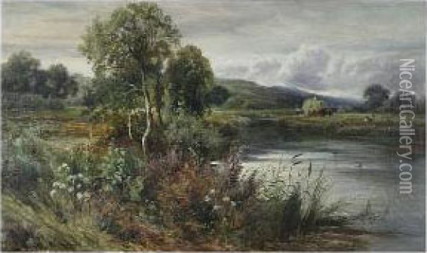 Haymaking Near Gt Marlow Oil Painting - John Horace Hooper