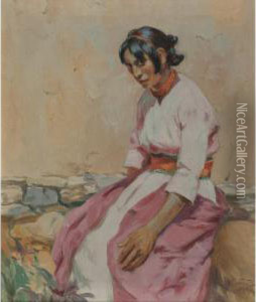 Woman Of Taos Oil Painting - Mathias Joseph Alten