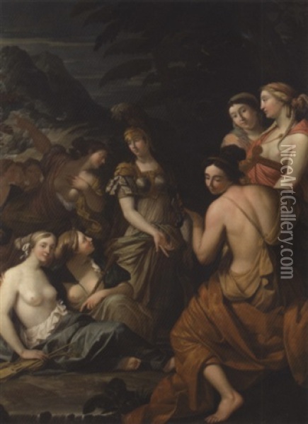 Minerva And The Muses On Mount Helicon Oil Painting - Theodorus Cornelisz van der Schuer