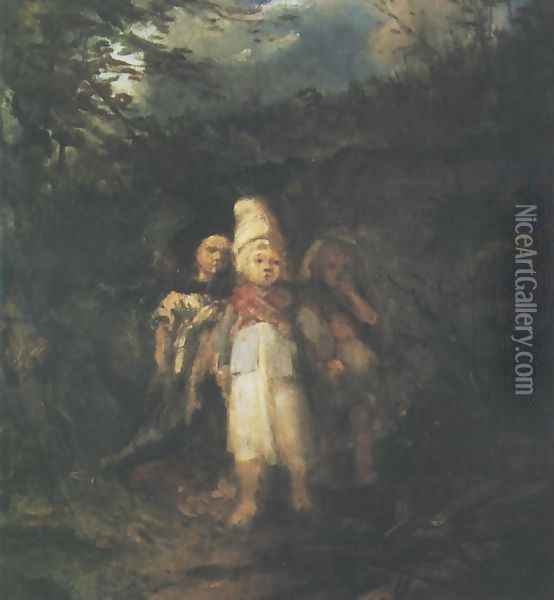 Children in a Forest Oil Painting - Aleksander Kotsis