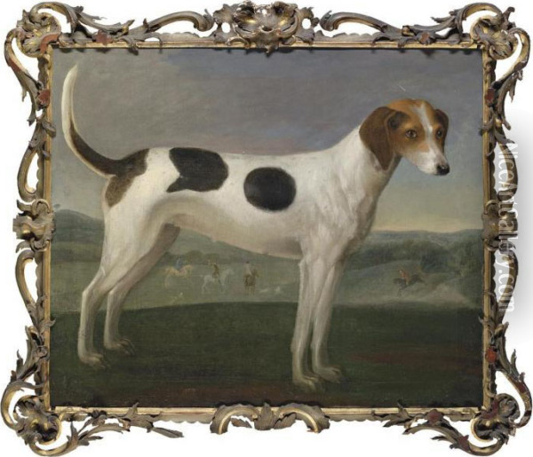 A Hound In A Landscape, A Hunt Beyond Oil Painting - John Wootton