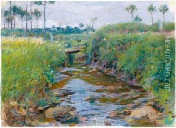 Le Ruisseau Oil Painting - Jose Julio de Souza-Pinto