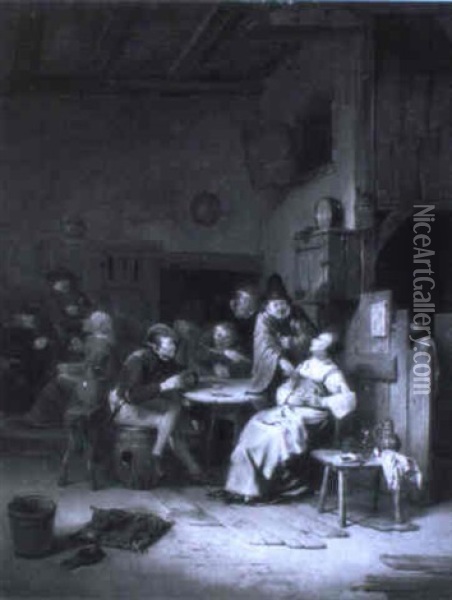 La Partie De Cartes Oil Painting - Egbert van Heemskerck the Younger