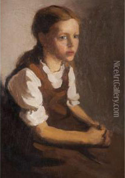 Portrait Of A Young Girl Oil Painting - Caroline Stehlin