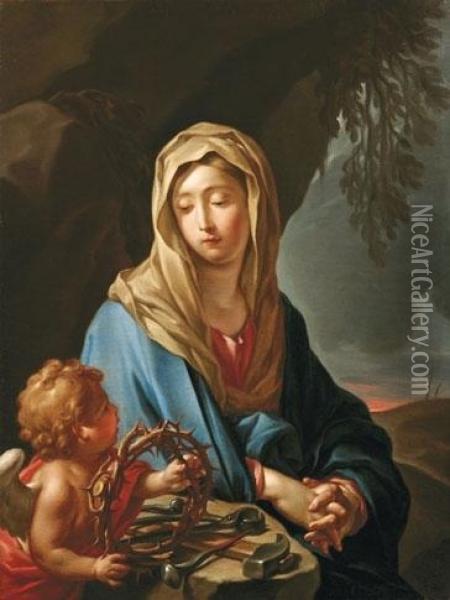 Maria Maddalena In Meditazione Sui Simboli Della Passione Di Cristo Oil Painting - Francesco Trevisani