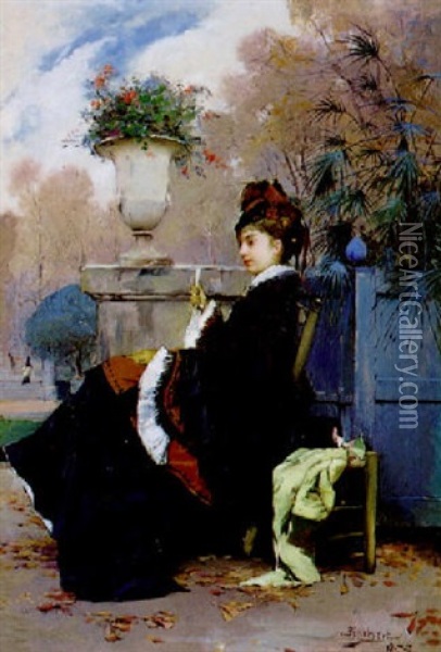 Jeune Femme Au Parc Oil Painting - Emile Auguste Pinchart
