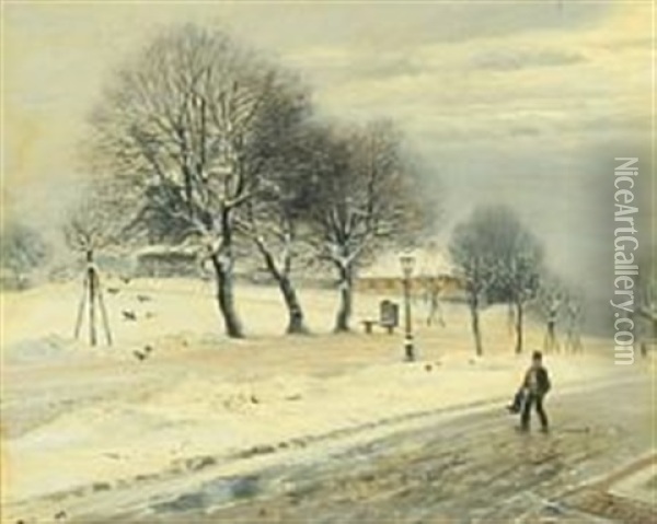 Winter Scenery From Copenhagen Oil Painting - Peter Tom-Petersen