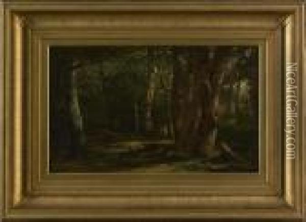 Woodland Glade Oil Painting - George Hetzel