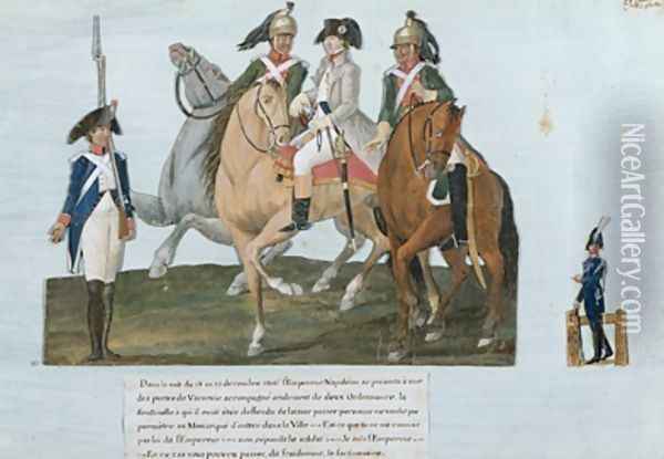 Napoleon Bonaparte 1769-1821 and the Varsovian Sentry Oil Painting - Brothers Lesueur
