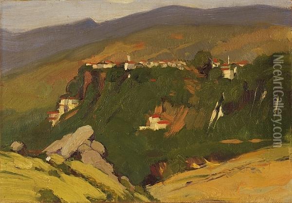 Mountain Village Oil Painting - Nicholaos Lytras