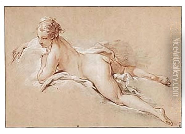 Study Of A Young Girl Lying On Her Front Oil Painting - Francois Boucher