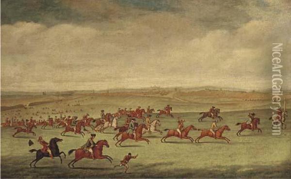 The First Race Run On Newmarket Heath Oil Painting - James Seymour