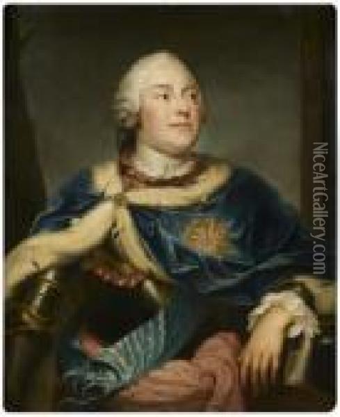 Portrait De Frederic Iv De Saxe Oil Painting - Anton Raphael Mengs