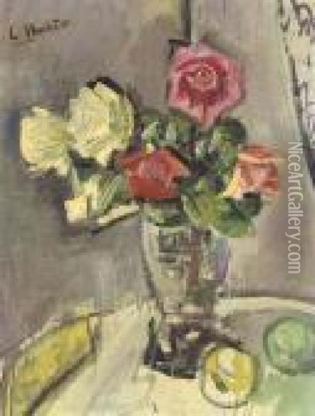 Roses Oil Painting - George Leslie Hunter