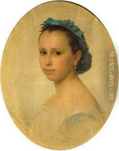 Portrait De Jeune Fille Oil Painting - Charles Francois Jalabert