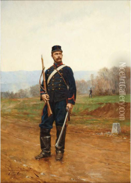 Hussar Oil Painting - Etienne Prosper Berne-Bellecour
