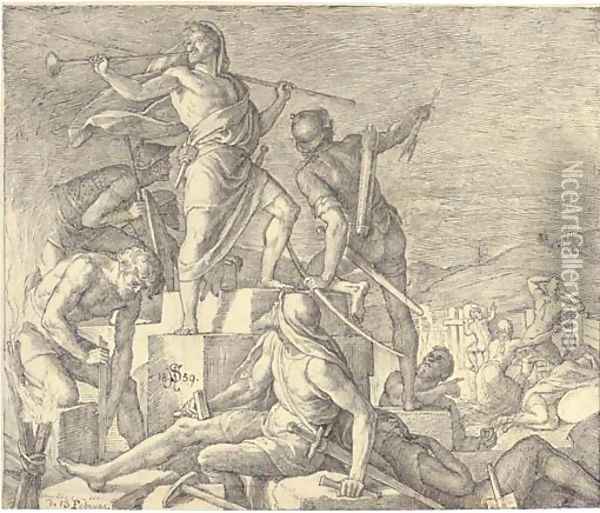 Watchmen sounding the alarm from the walls of Jerusalem as the Samaritan army approaches (Nehemiah 41-18) Oil Painting - Julius Schnorr Von Carolsfeld