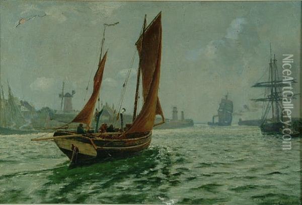 Leaving Harbour Oil Painting - Charles Napier Hemy