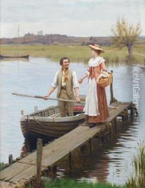 An Apple For The Boatman Oil Painting - Edmund Blair Blair Leighton