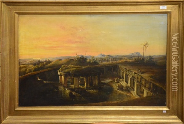 Vue De L'ancienne Ville Romaine Vollubilis Oil Painting - August Theodor Schoefft