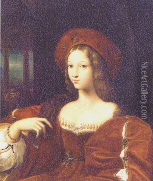 Portrait De Jeanne D'aragon (?) Oil Painting - Raymond Balze