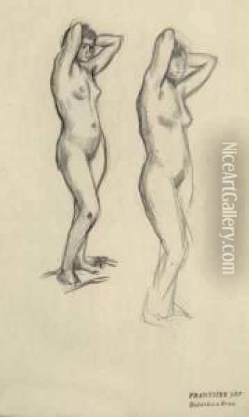 Study Of Women's' Nudes Oil Painting - Frantisek Srp