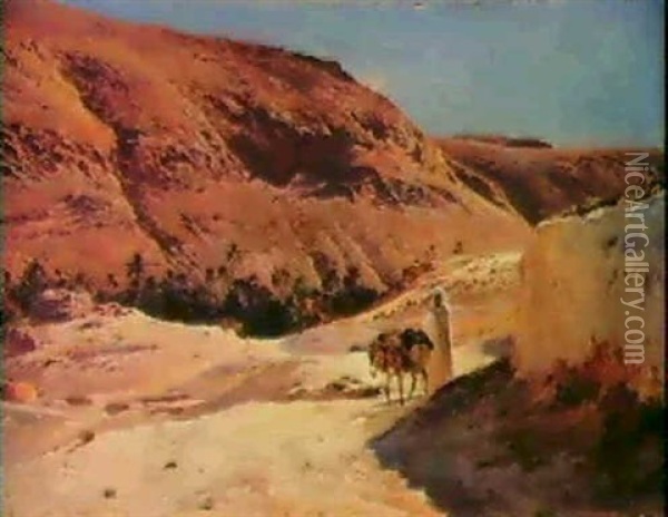 Berger Dans Le Sud Algerien Oil Painting - Eugene Alexis Girardet