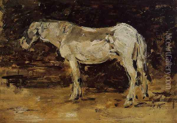 White Horse Oil Painting - Eugene Boudin