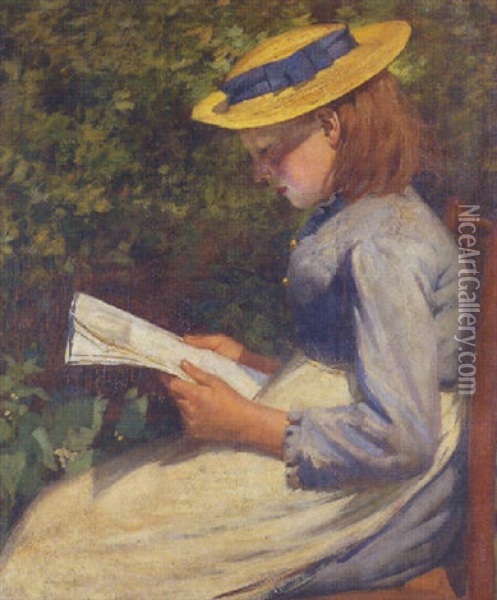 A Quiet Read Oil Painting - Ernest Higgins Rigg